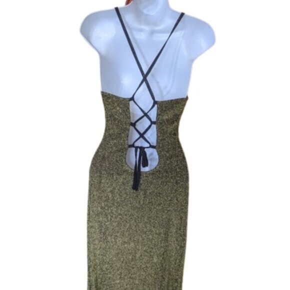 Metallic Gold Shimmery Maxi Dress Size XS - Picture 1 of 5